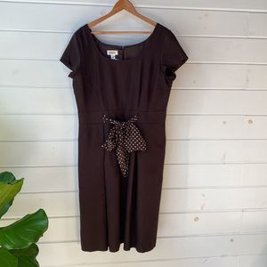 NWT Cotton/Silk Blend Brown Dress with Polka Dot Belt